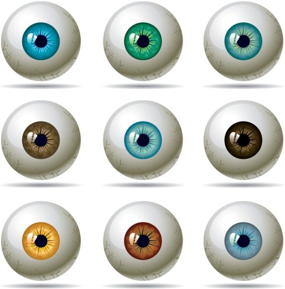 قوالب كرات العين جمع لامعة ملونة تصميم 3D
