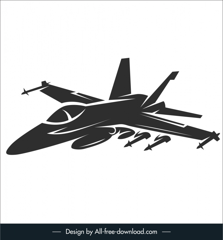 F 18 Jet Icon dunkle Silhouette Umriss