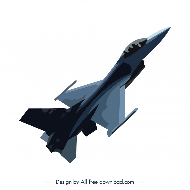 Ikon pesawat jet F16 Garis Besar 3D Modern Dinamis
