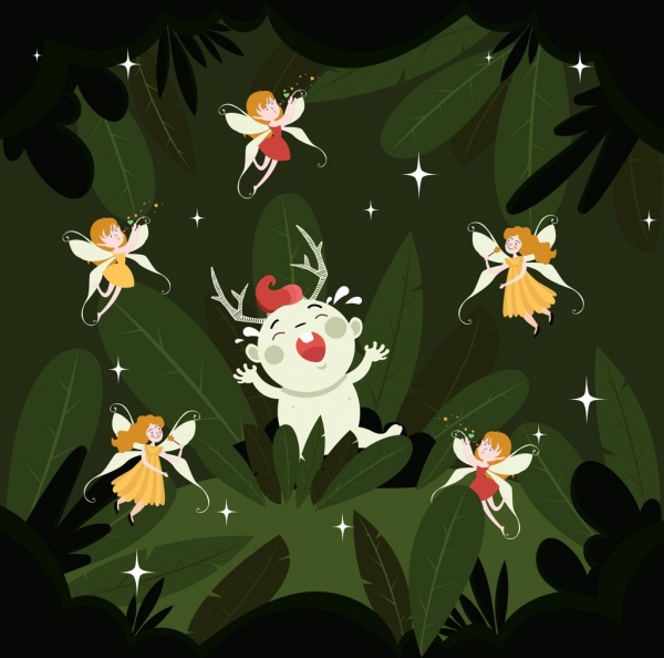 Fairy background bonito cartoon personagens decoração