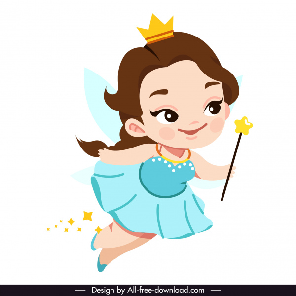 ícone de fada voando menina esboço personagem desenho animado bonito