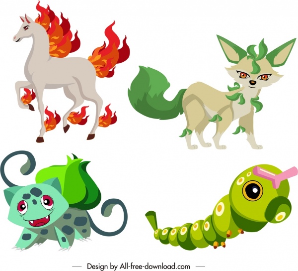 ícones de espécies de fadas esboço de personagens de desenhos animados
