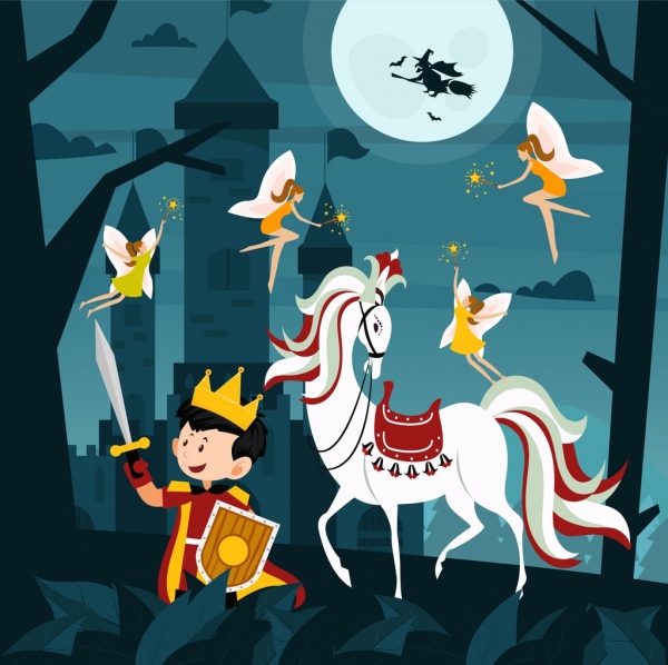 Fairy tale vẽ hoàng tử ngựa Moonlight biểu tượng