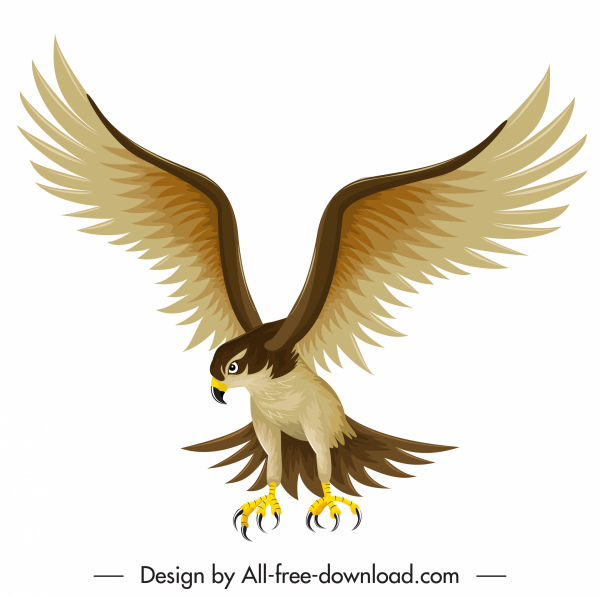 Falcon-Symbol fliegenden Jäger skizzieren farbigen Cartoon-design