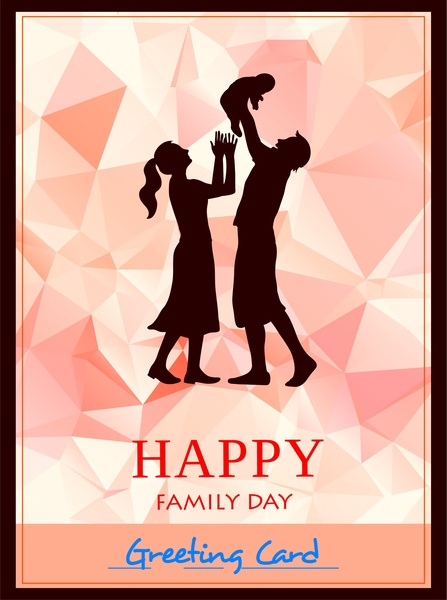 Journée familiale carte silhouette style sur fond de diamant