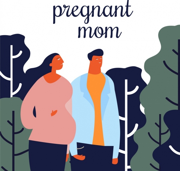 Familie Zeichnung Mann schwangere Frau Symbole cartoon-design