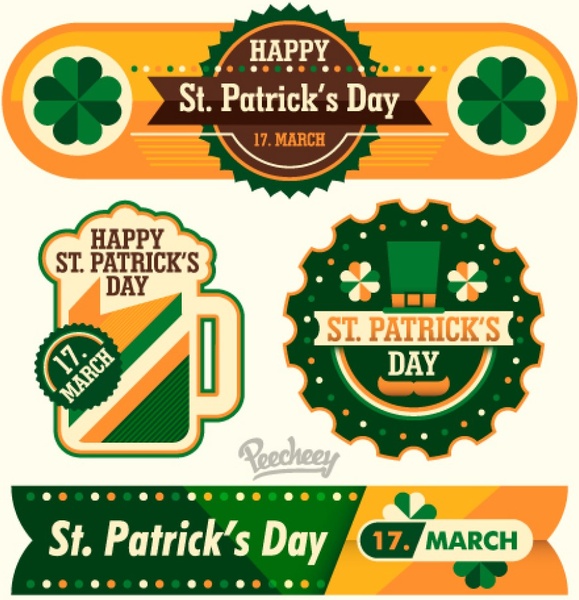 Lust auf St Patricks Tag Sticker und banner-set