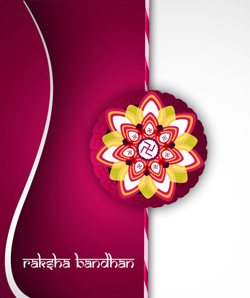 ทึ่ง raksha bandhan บัตรคลื่นสดใสมีสีสันพื้นหลังเวกเตอร์