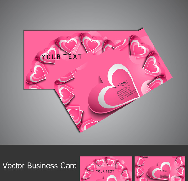 fantástico conjunto de tarjeta de visita de corazón colorido rojo del día de San Valentín