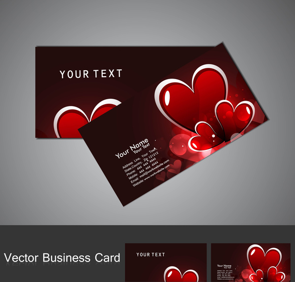 fantastische Valentinstag rote bunte Herzen Visitenkarte Serie