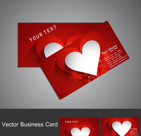 фантастический набор визитных карточек красочные сердца Валентина красный