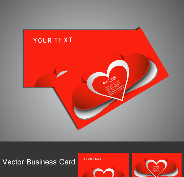 фантастический набор визитных карточек красочные сердца Валентина красный