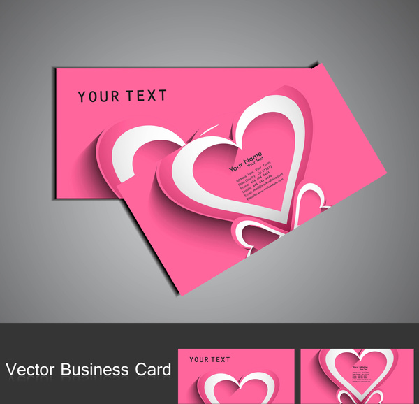 fantástico conjunto de tarjeta de visita de corazón colorido rojo del día de San Valentín