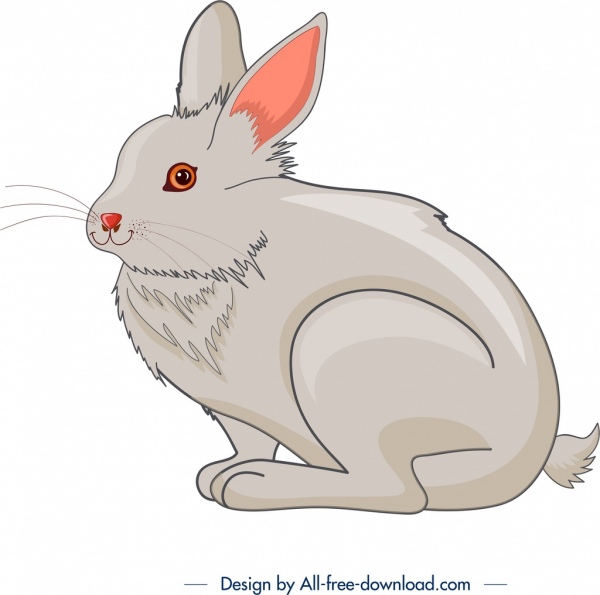 農場動物畫兔子圖示灰色設計