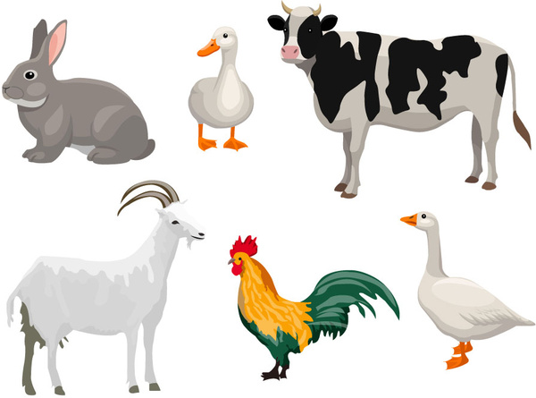 Bauernhof Tiere dekorative Symbole gesetzt Vektor-illustration