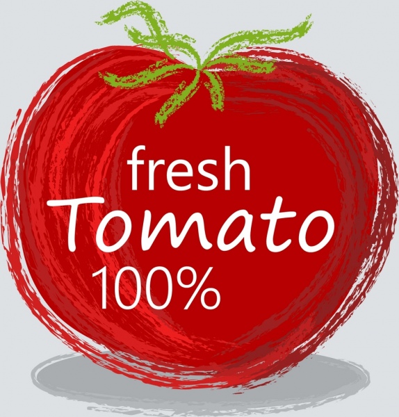 ファーム食品広告赤いトマト アイコン手描きスケッチ