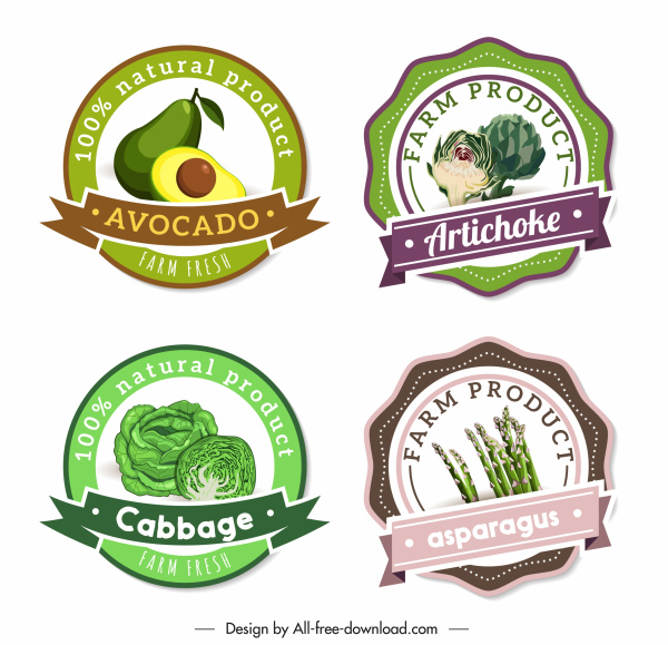farm food labels alcachofa aguacate col espárragos boceto