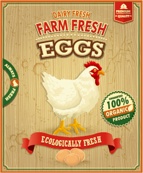 Farm Fresh Food Poster Vintage Vector