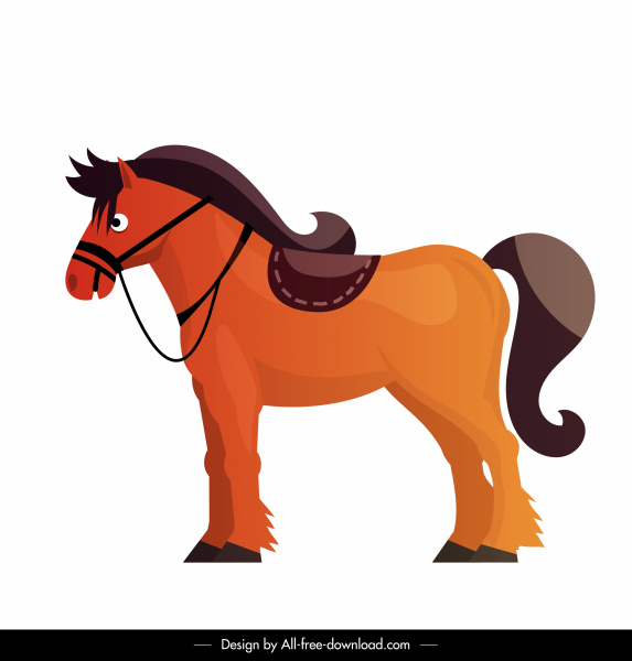 ikona kolorowy koń płaski szkic zagroda
