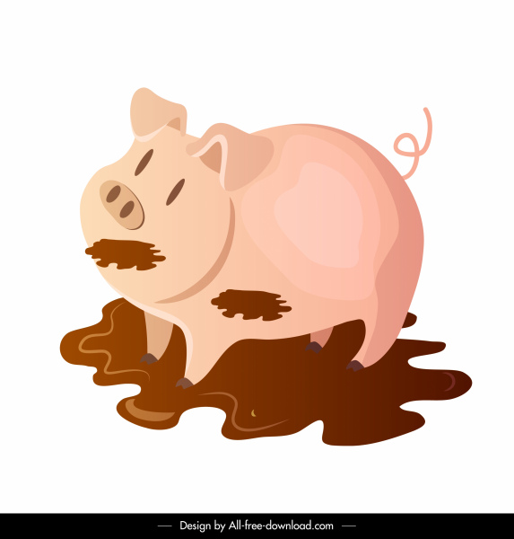 农场 猪 图标 俏皮 动物 素描 卡通设计
