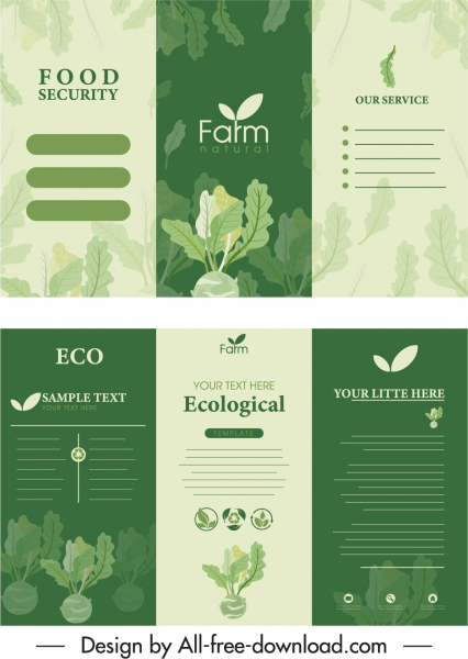 plantilla de folleto de producto de granja elegante forma de triplicado verde