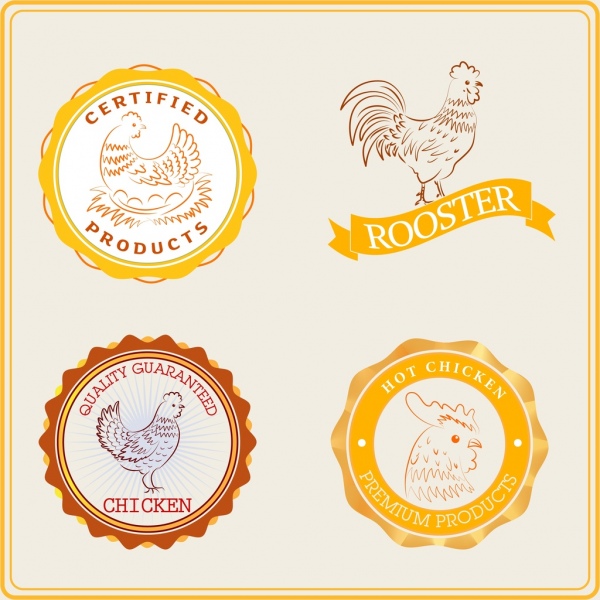 Логотипы продуктов фермы курица иконку эскиз