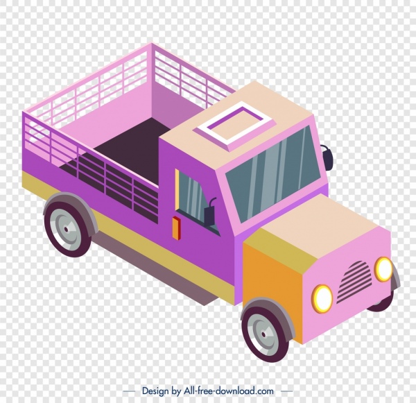 농장 트럭 아이콘 다채로운 3D 스케치