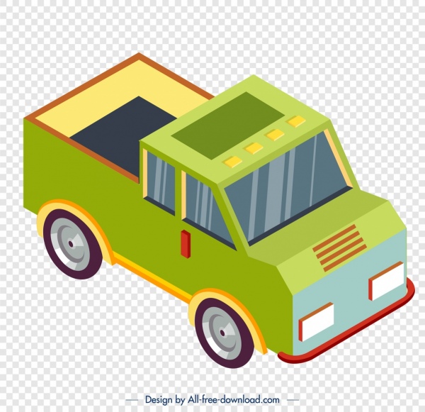 ikon truk pertanian sketsa 3D hijau