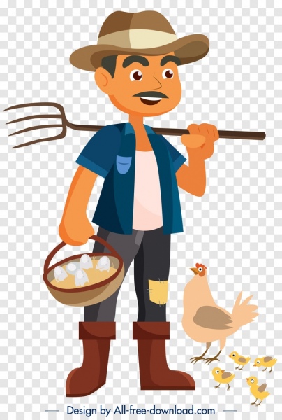 Landwirt Beruf Symbol Cartoon Charakterskizze