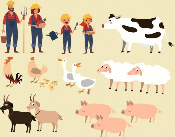 养殖设计元素人畜图标
