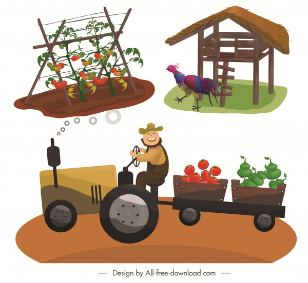 농업 아이콘 농업 제품 치킨 쿱 농부 스케치