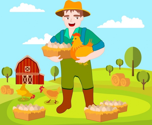 rolnictwo pracy rysunek farmer kurzych ikony