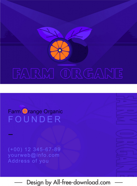 farrning шаблон визитной карточки темно-оранжевый фруктовый эскиз