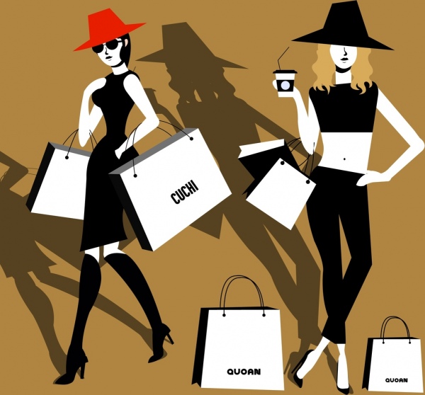 ファッション背景黒デザイン ショッピング女性アイコン