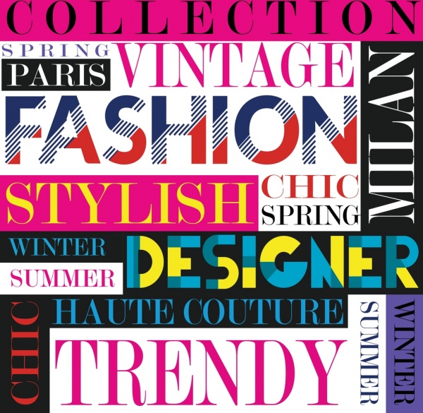 banner teks berwarna-warni dekorasi vertikal horisontal desain fashion