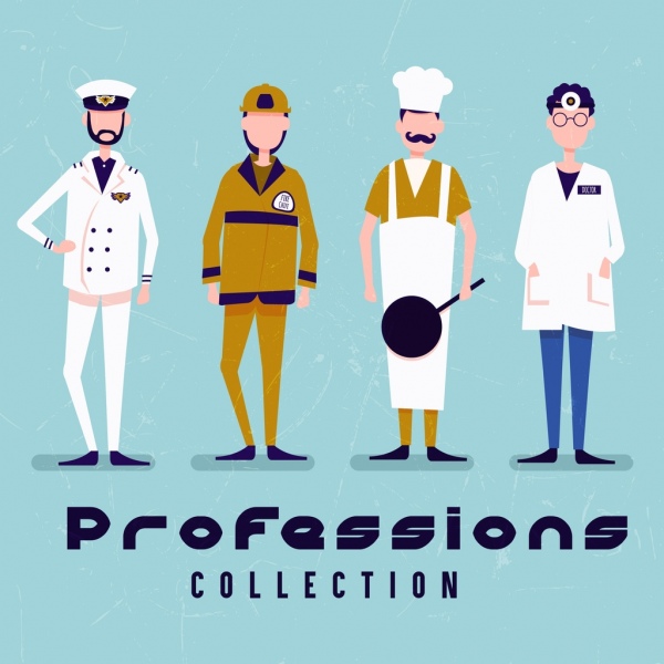 ícones de traje Fashion coleção bandeira profissão masculina