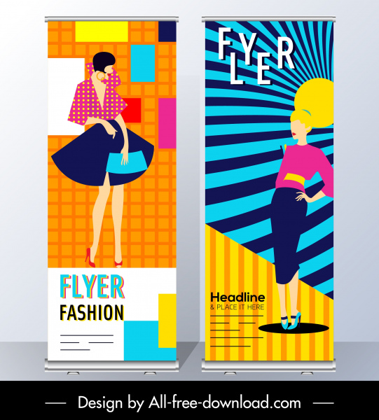 moda flyer modelli femminile modello schizzo disegno colorato