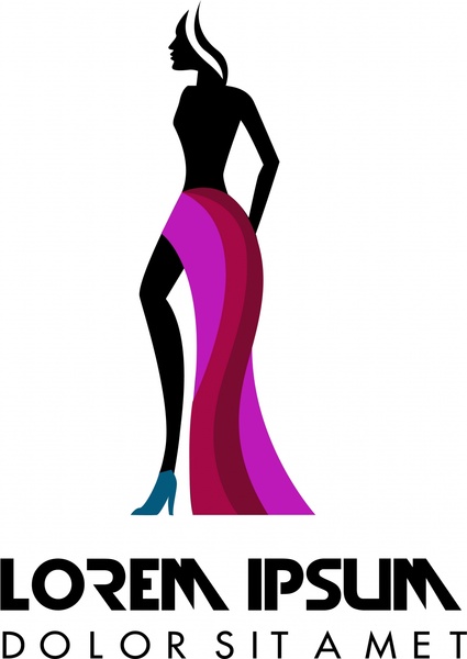 Fashion desain logo dengan model dalam gaya silhouette
