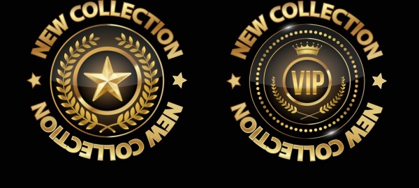 Fashion Logotype Templates Shiny Golden Circle Decor