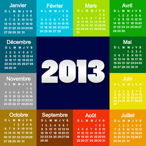 conjunto de vector de elementos de moda of13 calendarios