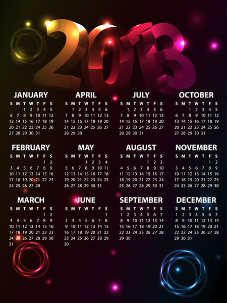 conjunto de vector de elementos de moda of13 calendarios