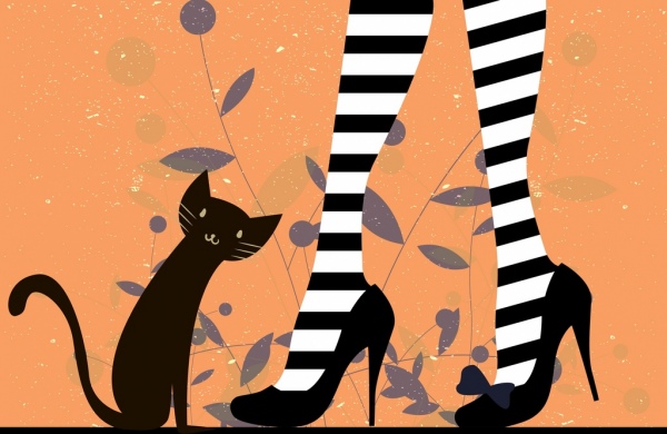 Mode-Malerei-high Heel-Schuhe Katze Symbole Dekor