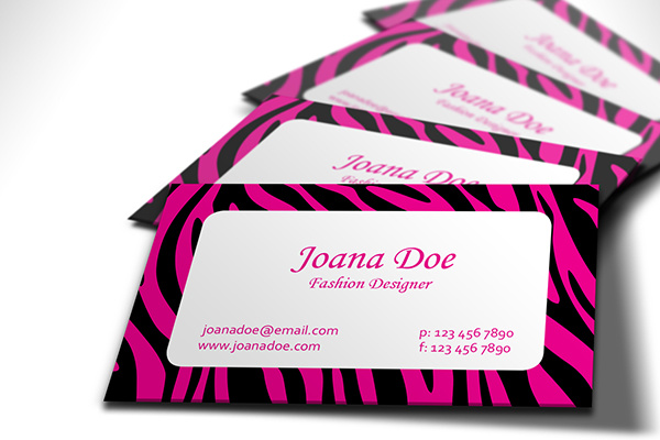 desain kartu bisnis modis zebra pink dan hitam