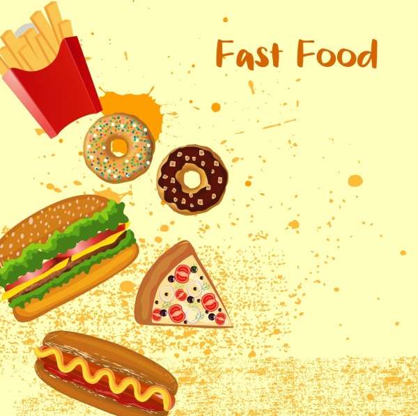 Fast-Food Burger Kuchen Symbole Grunge bannergestaltung