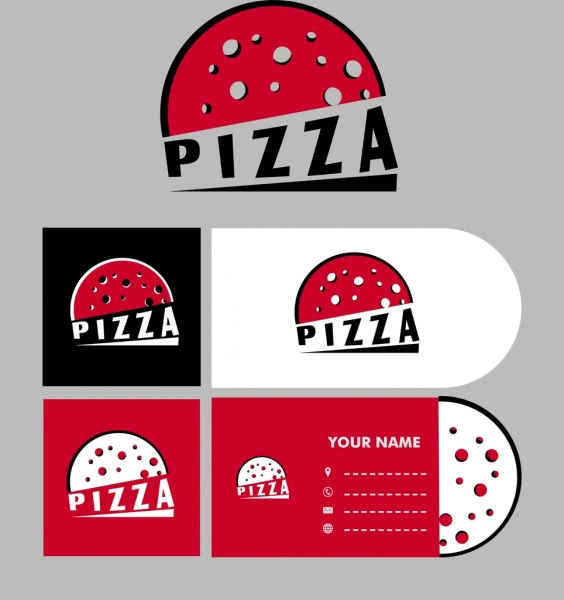 Danh thiếp lập biểu tượng đồ ăn pizza.