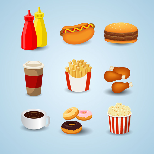 conjunto de elementos de design de fast-food