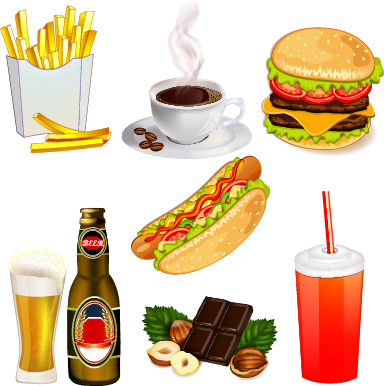 iconos de comida rápida elementos vector set