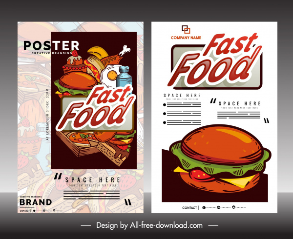 template flyer makanan cepat saji dekorasi warna-warni klasik