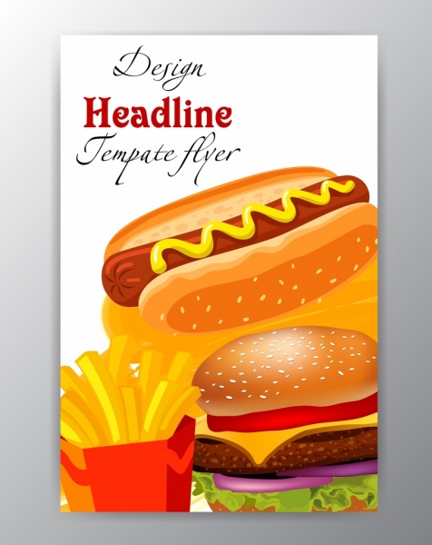 Fast food flyer szablon błyszczący kolorowy wystrój