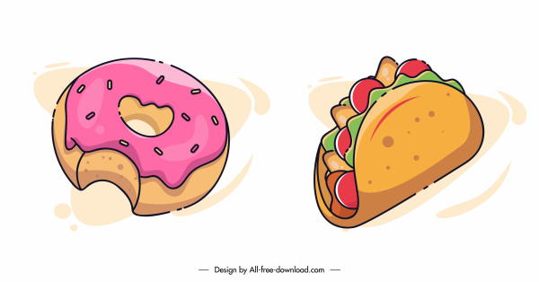 Fast-Food-Ikone klassische Kuchen Tacos Skizze